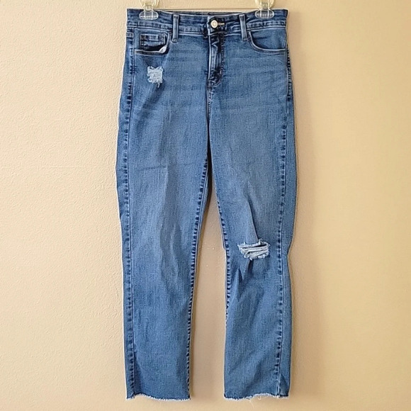 Denizen from Levi's Womens Distressed High Rise Ankle Straight Denim Jeans - Picture 1 of 11